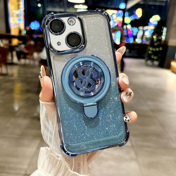 Space Gradient Glitter MagSafe Holder Phone Case with Lens Film, For iPhone 15 Pro Max, For iPhone 15 Pro, For iPhone 15 Plus, For iPhone 15