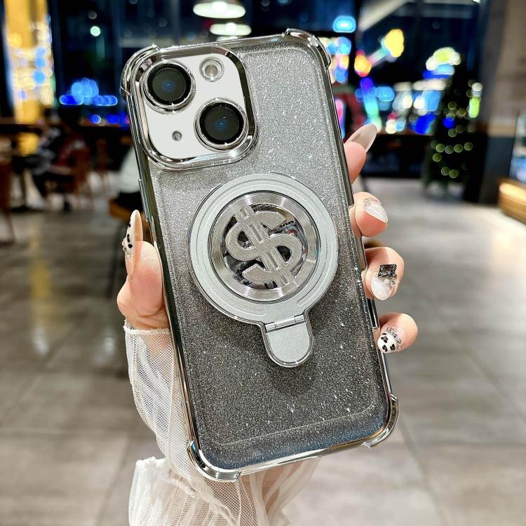Space Gradient Glitter MagSafe Holder Phone Case with Lens Film, For iPhone 15 Pro Max, For iPhone 15 Pro, For iPhone 15 Plus, For iPhone 15