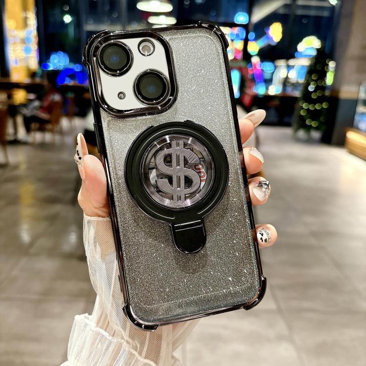 Space Gradient Glitter MagSafe Holder Phone Case with Lens Film, For iPhone 15 Pro Max, For iPhone 15 Pro, For iPhone 15 Plus, For iPhone 15