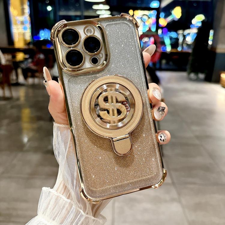 Space Gradient Glitter MagSafe Holder Phone Case with Lens Film, For iPhone 15 Pro Max, For iPhone 15 Pro, For iPhone 15 Plus, For iPhone 15