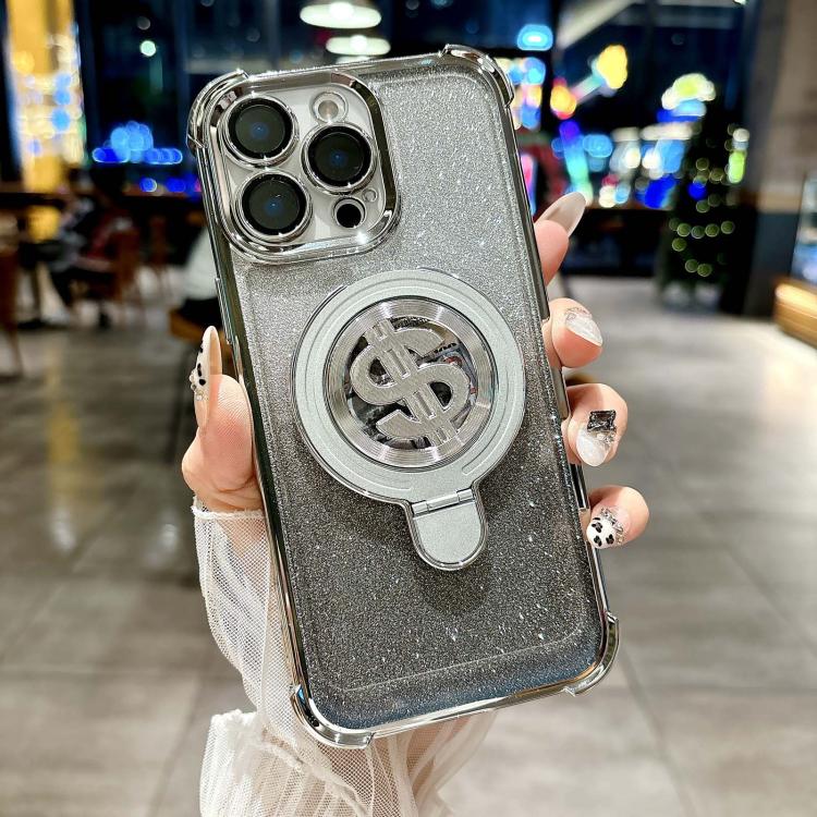 Space Gradient Glitter MagSafe Holder Phone Case with Lens Film, For iPhone 15 Pro Max, For iPhone 15 Pro, For iPhone 15 Plus, For iPhone 15