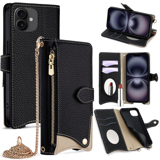 Crossbody Chain Fishtail Litchi Leather Phone Case, For iPhone 16, For iPhone 15 Pro Max, For iPhone 15 Pro, For iPhone 15 Plus