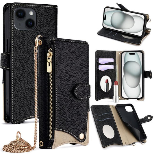 Crossbody Chain Fishtail Litchi Leather Phone Case, For iPhone 15, For iPhone 14 Plus, For iPhone 14, For iPhone 14 Pro