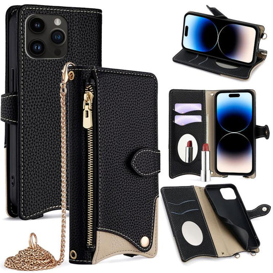 Crossbody Chain Fishtail Litchi Leather Phone Case, For iPhone 14 Pro Max, For iPhone 13 Pro Max, For iPhone 13 Pro, For iPhone 13