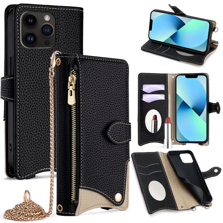 Crossbody Chain Fishtail Litchi Leather Phone Case, For iPhone 14 Pro Max, For iPhone 13 Pro Max, For iPhone 13 Pro, For iPhone 13