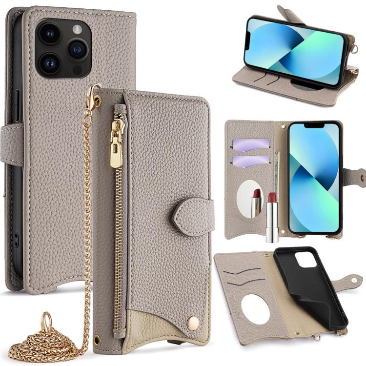Crossbody Chain Fishtail Litchi Leather Phone Case, For iPhone 14 Pro Max, For iPhone 13 Pro Max, For iPhone 13 Pro, For iPhone 13