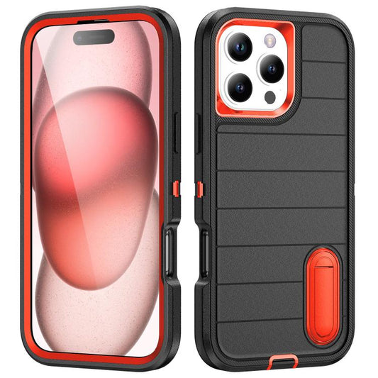 Defender Gen2 Rugged PC + Silicone Phone Case with Holder, For iPhone 16 Pro Max, For iPhone 16 Pro, For iPhone 16 Plus