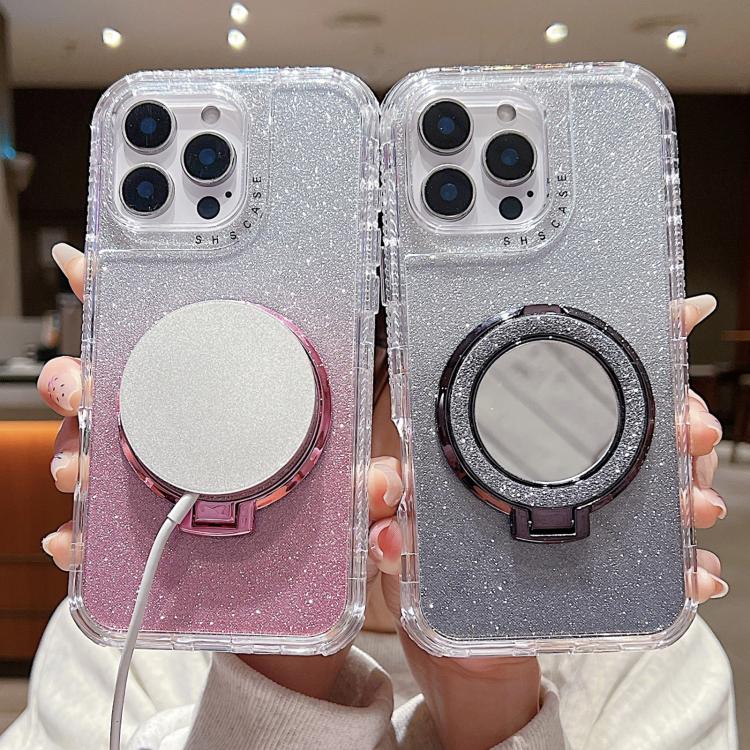 Mirror Holder Glitterr MagSafe Phone Case, For iPhone 15 Pro Max, For iPhone 15 Pro, For iPhone 15 Plus, For iPhone 15