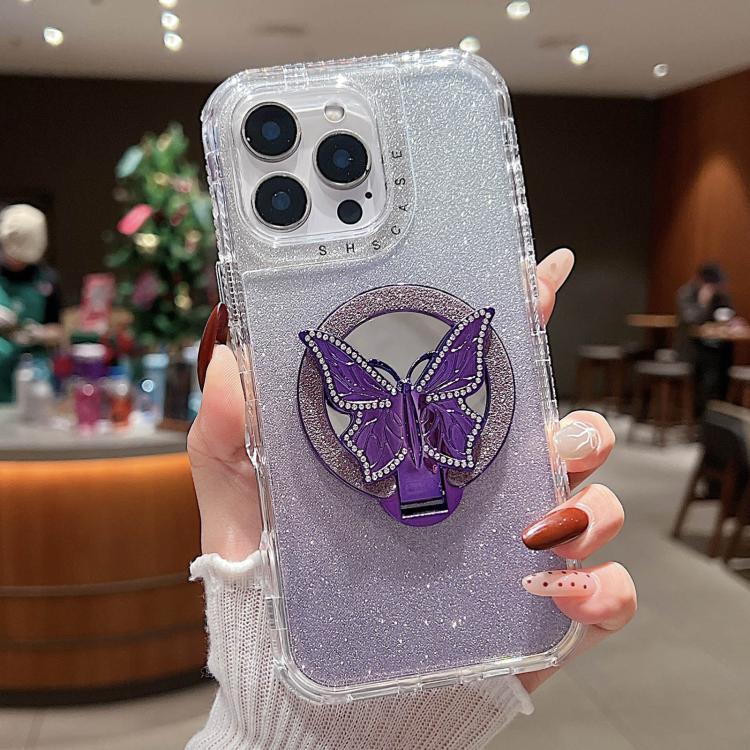Mirror Butterfly Holder Glitterr MagSafe Phone Case, For iPhone 13 Pro Max, For iPhone 13 Pro, For iPhone 13, For iPhone 12