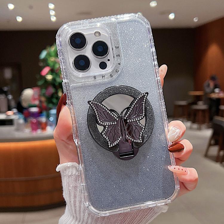 Mirror Butterfly Holder Glitterr MagSafe Phone Case, For iPhone 13 Pro Max, For iPhone 13 Pro, For iPhone 13, For iPhone 12