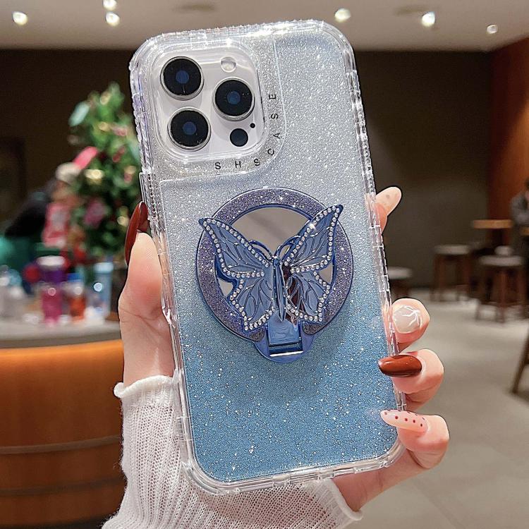 Mirror Butterfly Holder Glitterr MagSafe Phone Case, For iPhone 13 Pro Max, For iPhone 13 Pro, For iPhone 13, For iPhone 12