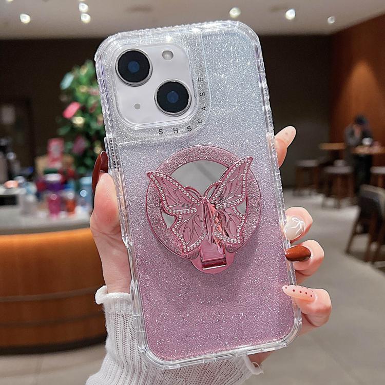 Mirror Butterfly Holder Glitterr MagSafe Phone Case, For iPhone 13 Pro Max, For iPhone 13 Pro, For iPhone 13, For iPhone 12