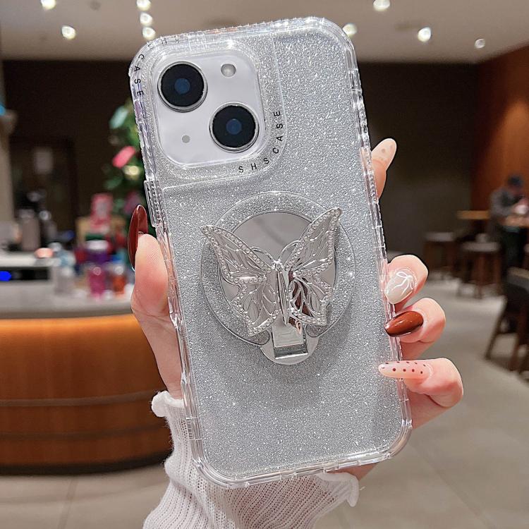 Mirror Butterfly Holder Glitterr MagSafe Phone Case, For iPhone 13 Pro Max, For iPhone 13 Pro, For iPhone 13, For iPhone 12