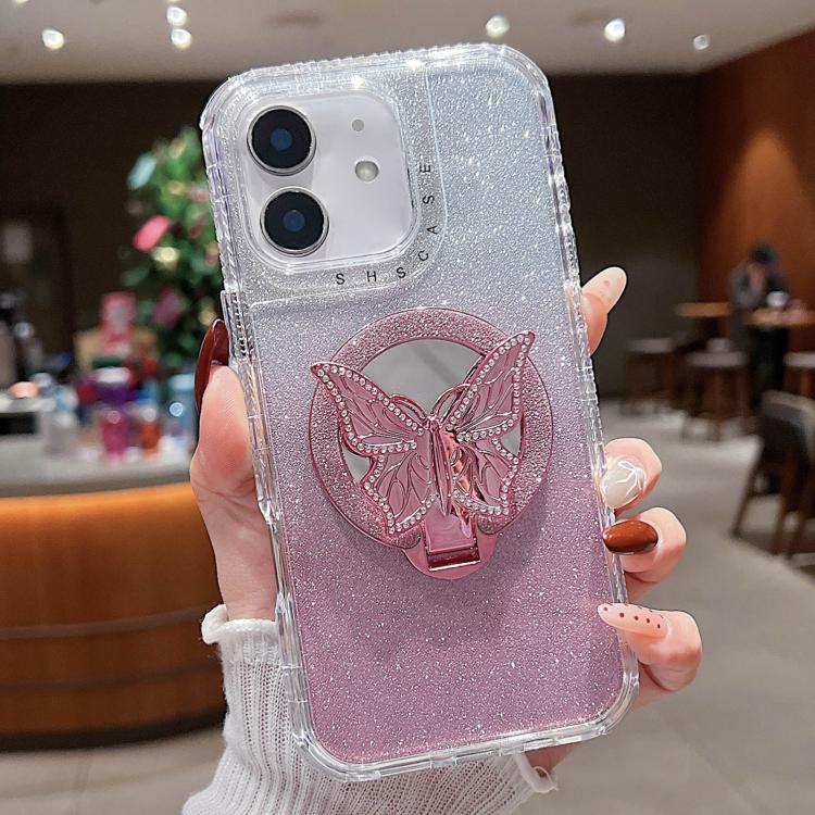 Mirror Butterfly Holder Glitterr MagSafe Phone Case, For iPhone 13 Pro Max, For iPhone 13 Pro, For iPhone 13, For iPhone 12