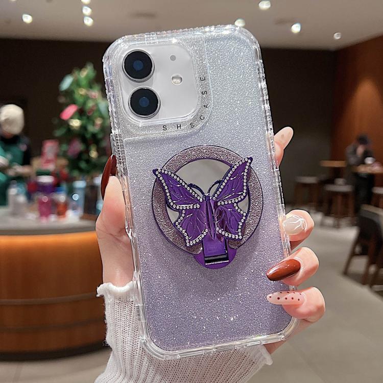 Mirror Butterfly Holder Glitterr MagSafe Phone Case, For iPhone 13 Pro Max, For iPhone 13 Pro, For iPhone 13, For iPhone 12