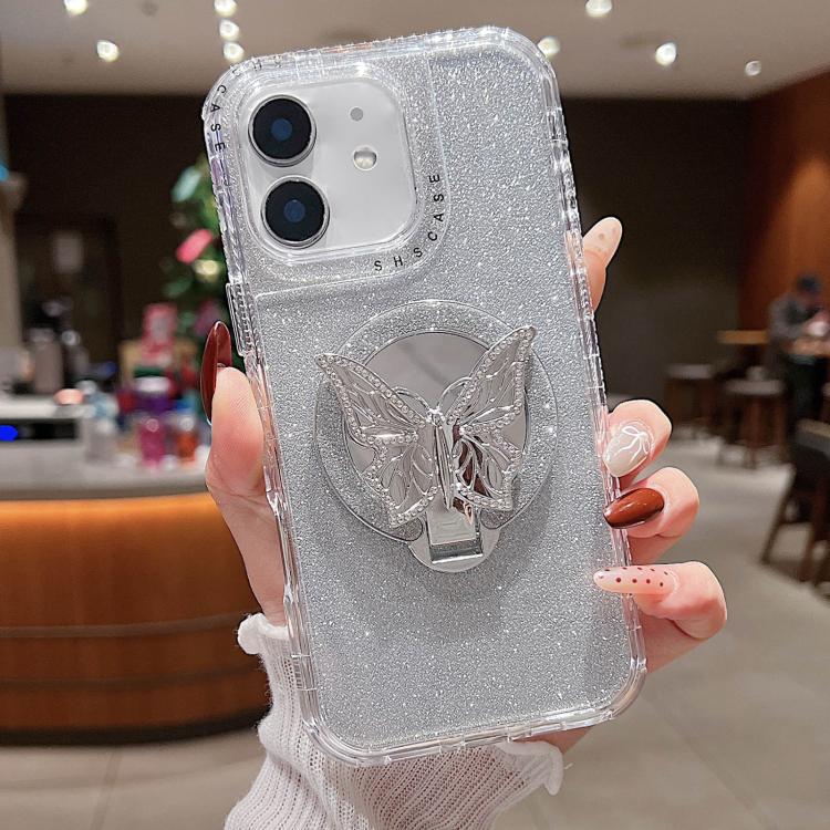 Mirror Butterfly Holder Glitterr MagSafe Phone Case, For iPhone 13 Pro Max, For iPhone 13 Pro, For iPhone 13, For iPhone 12
