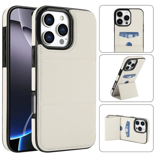 Tri-fold Holder Leather Phone Case with Card Slot, For iPhone 16 Pro Max, For iPhone 16 Pro, For iPhone 16 Plus, For iPhone 16