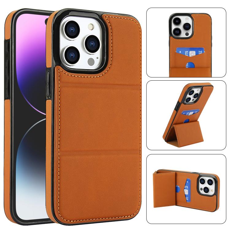 Tri-fold Holder Leather Phone Case with Card Slot, For iPhone 15 Pro Max, For iPhone 15 Pro, For iPhone 15 Plus, For iPhone 15