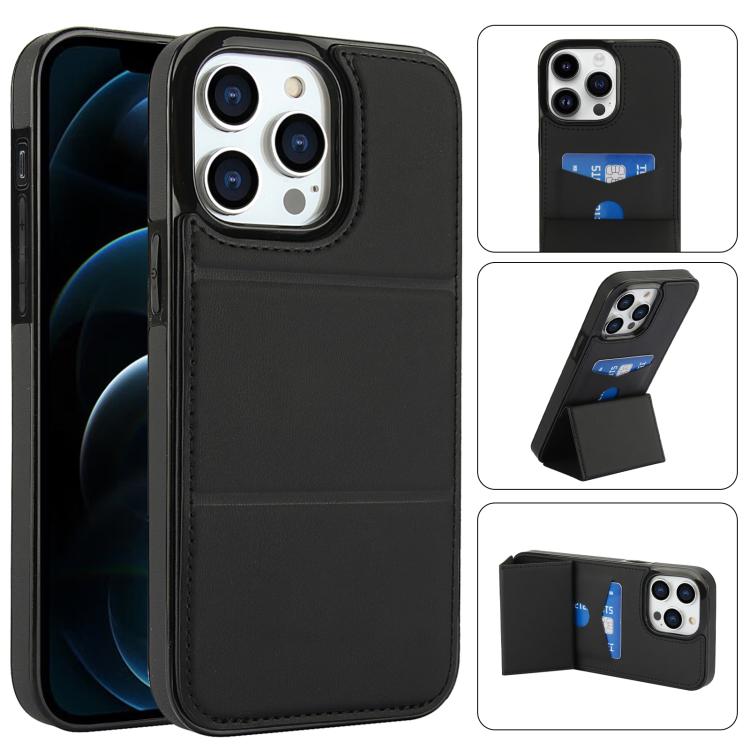 Tri-fold Holder Leather Phone Case with Card Slot, For iPhone 13 mini, For iPhone 12, For iPhone 12 Pro Max, For iPhone 12 Pro