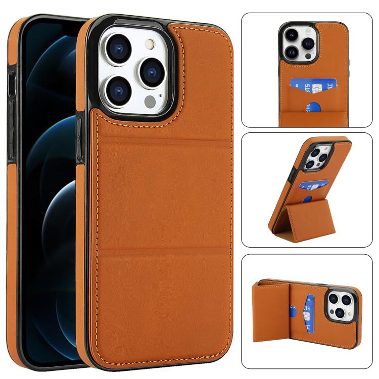 Tri-fold Holder Leather Phone Case with Card Slot, For iPhone 13 mini, For iPhone 12, For iPhone 12 Pro Max, For iPhone 12 Pro