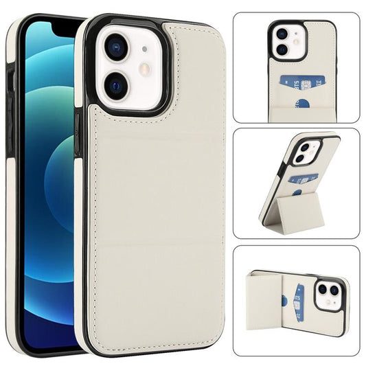 Tri-fold Holder Leather Phone Case with Card Slot, For iPhone 12 mini, For iPhone 11 Pro Max, For iPhone 11, For iPhone 11 Pro