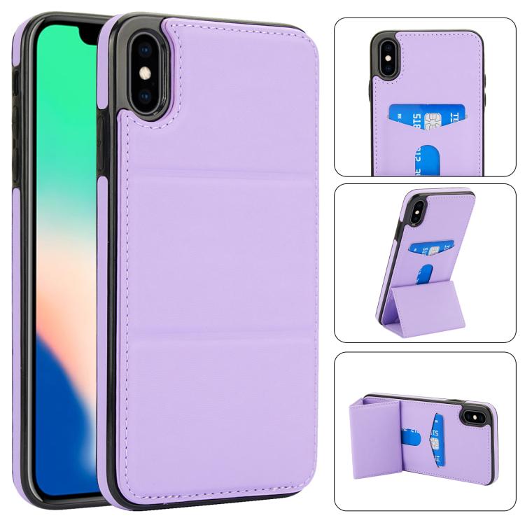 Tri-fold Holder Leather Phone Case with Card Slot, For iPhone XS / X, For iPhone XR, For iPhone XS Max, For iPhone 8 Plus / 7 Plus