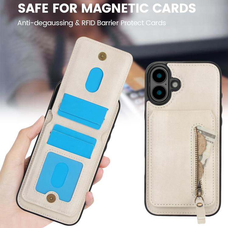 Zipper Wallet Split MagSafe Leather Back Phone Case, For iPhone 16 Plus, For iPhone 16, For iPhone 15 Pro Max
