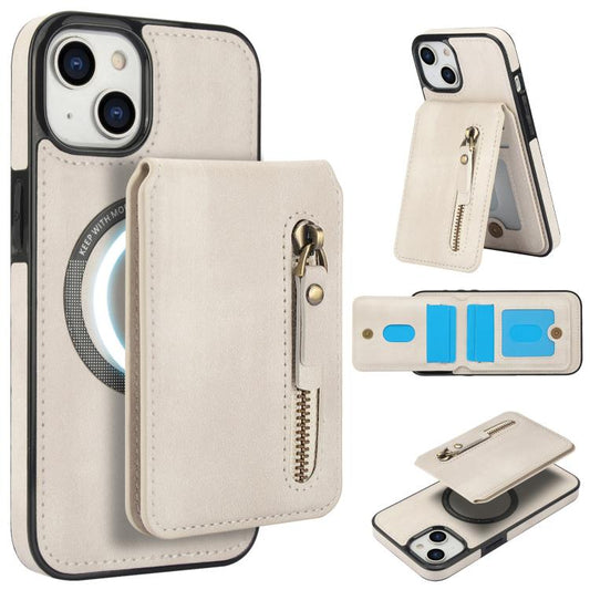 Zipper Wallet Split MagSafe Leather Back Phone Case, For iPhone 14 Plus, For iPhone 14, For iPhone 14 Pro
