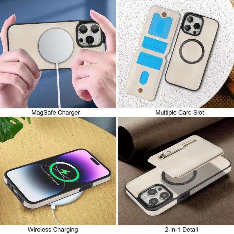 Zipper Wallet Split MagSafe Leather Back Phone Case, For iPhone 13 Pro, For iPhone 13, For iPhone 13 mini