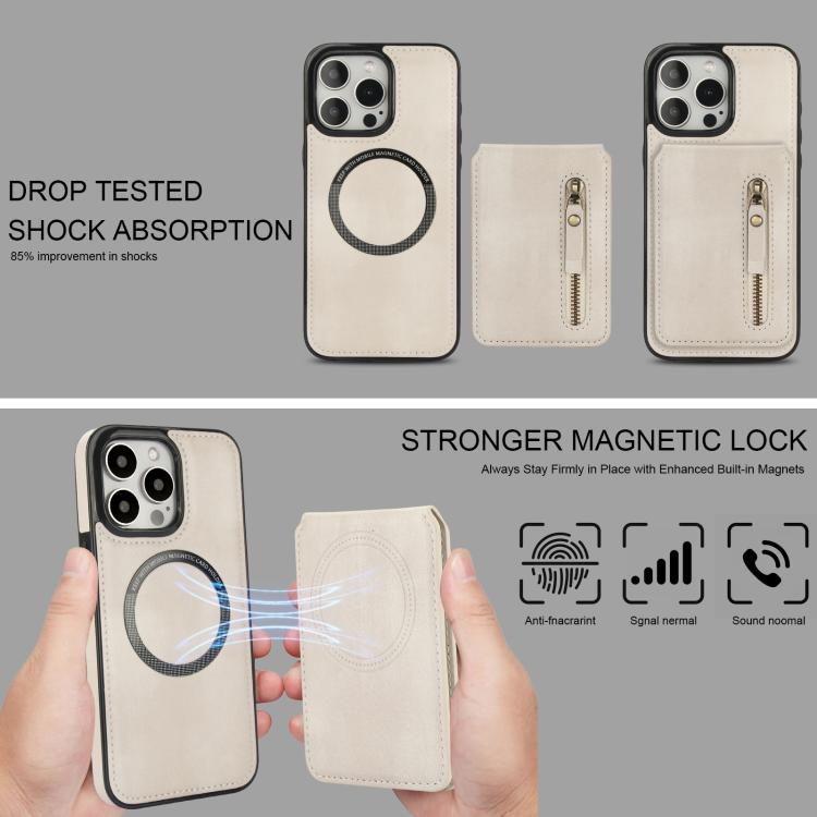 Zipper Wallet Split MagSafe Leather Back Phone Case, For iPhone 13 Pro, For iPhone 13, For iPhone 13 mini