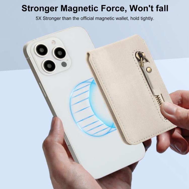 Zipper Wallet Split MagSafe Leather Back Phone Case, For iPhone 13 Pro, For iPhone 13, For iPhone 13 mini