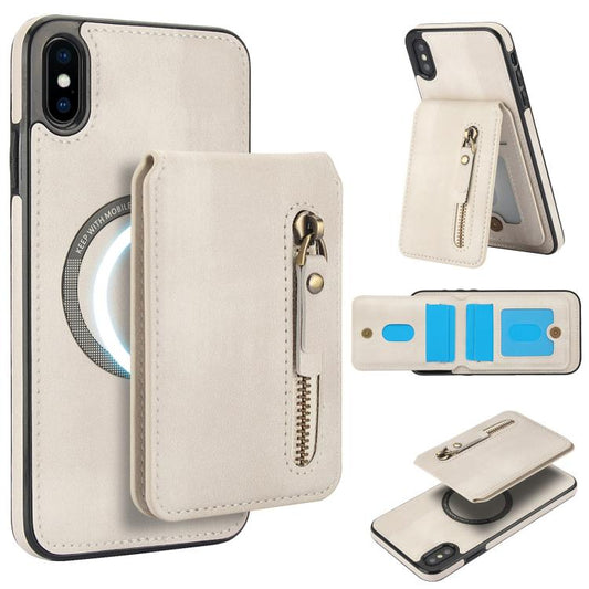 Zipper Wallet Split MagSafe Leather Back Phone Case, For iPhone X / XS, For iPhone XR, For iPhone XS Max
