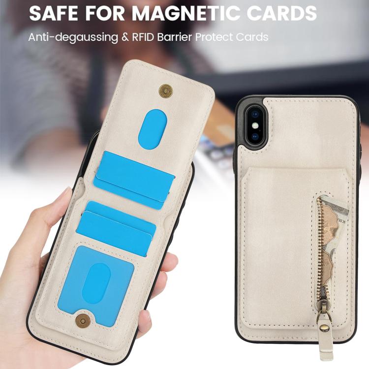 Zipper Wallet Split MagSafe Leather Back Phone Case, For iPhone X / XS, For iPhone XR, For iPhone XS Max