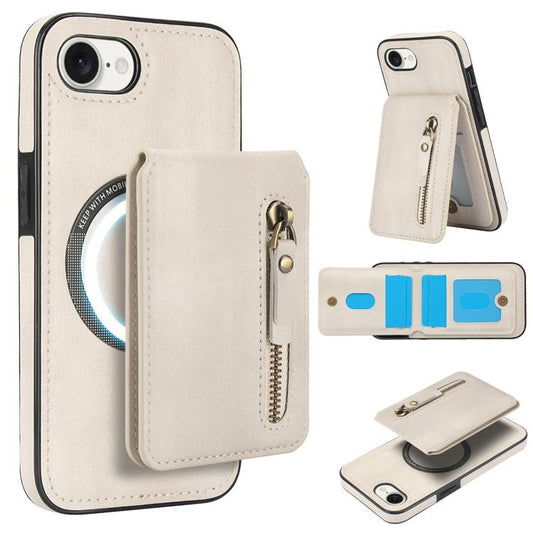 Zipper Wallet Split MagSafe Leather Back Phone Case, For iPhone 16e, For iPhone 16 Pro Max, For iPhone 16 Pro