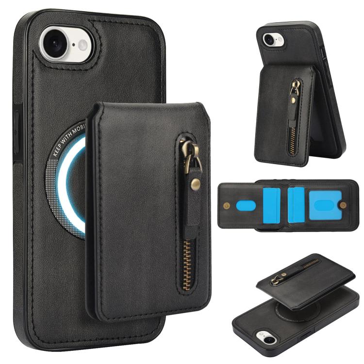 Zipper Wallet Split MagSafe Leather Back Phone Case, For iPhone 16e, For iPhone 16 Pro Max, For iPhone 16 Pro
