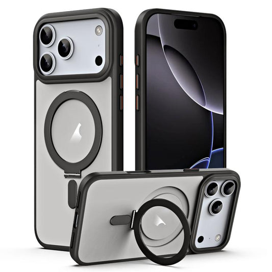 Airbag MagSafe Shockproof Frosted Phone Case with Fold Holder, For iPhone 17 Pro Max, For iPhone 17 Pro, For iPhone 17, For iPhone 17 Air, For iPhone 16e