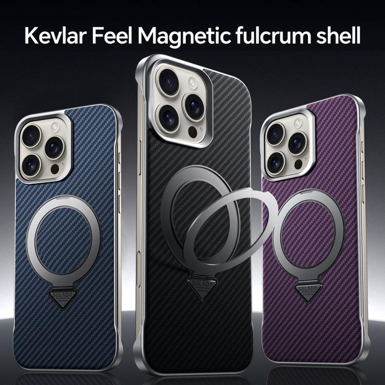 SULADA Kevlar Texture MagSafe Magnetic Holder Phone Case, For iPhone 15