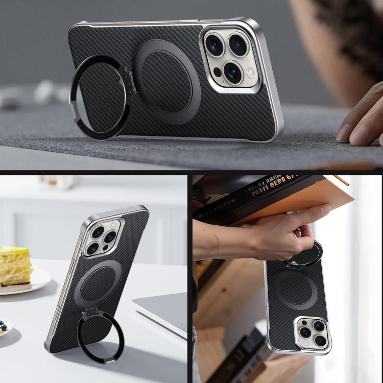 SULADA Kevlar Texture MagSafe Magnetic Holder Phone Case, For iPhone 15
