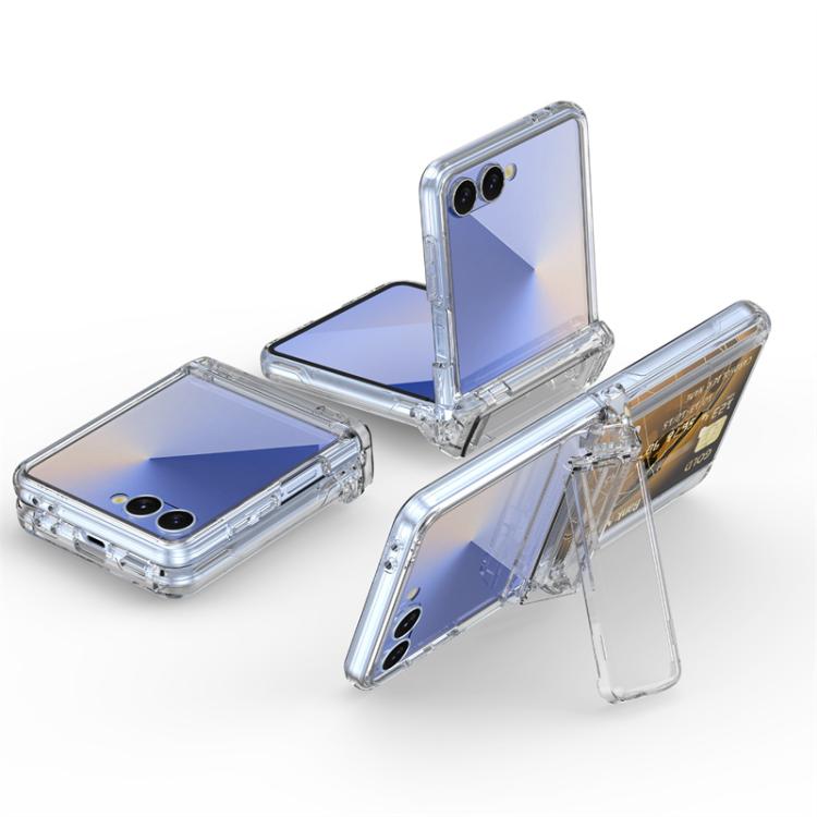 Spring Rubber Chain Card Slot PC Folding Phone Case with Stand
