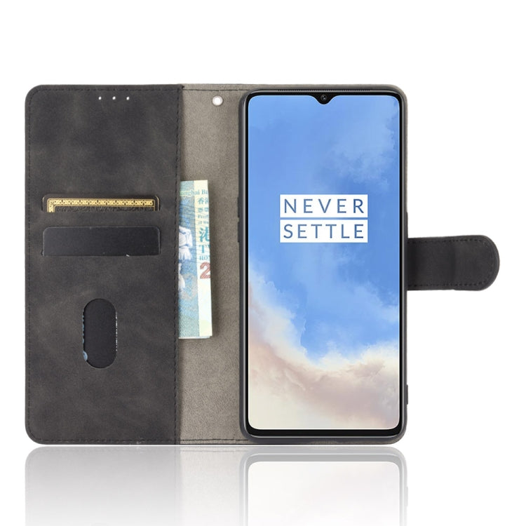 Solid Color Skin Feel Magnetic Buckle Horizontal Flip Calf Texture PU Leather Case with Holder & Card Slots & Wallet, For OnePlus 7T