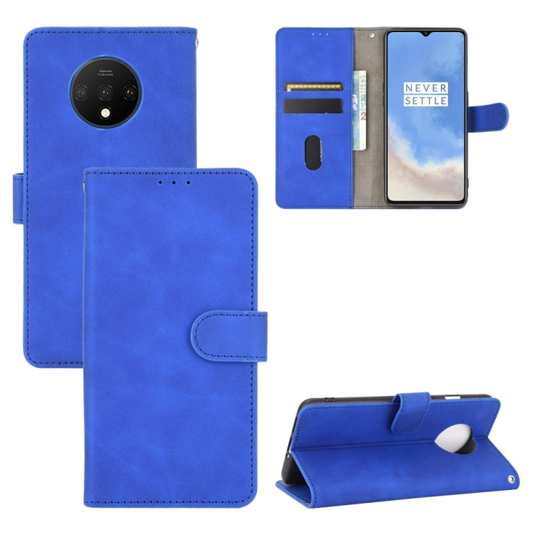 Solid Color Skin Feel Magnetic Buckle Horizontal Flip Calf Texture PU Leather Case with Holder & Card Slots & Wallet, For OnePlus 7T