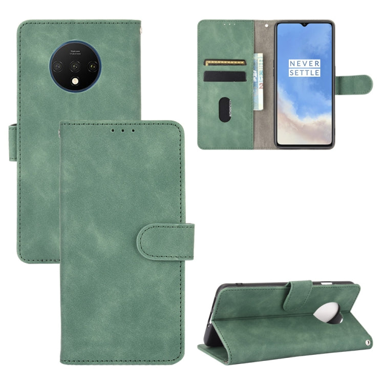 Solid Color Skin Feel Magnetic Buckle Horizontal Flip Calf Texture PU Leather Case with Holder & Card Slots & Wallet, For OnePlus 7T