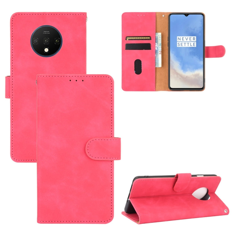 Solid Color Skin Feel Magnetic Buckle Horizontal Flip Calf Texture PU Leather Case with Holder & Card Slots & Wallet, For OnePlus 7T