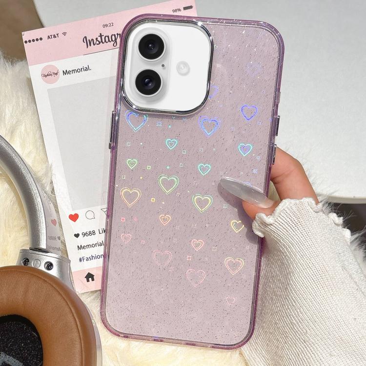 3D Heart IMD Hybrid TPU Phone Case, For iPhone 16 Pro Max, For iPhone 16 Pro, For iPhone 16 Plus, For iPhone 16