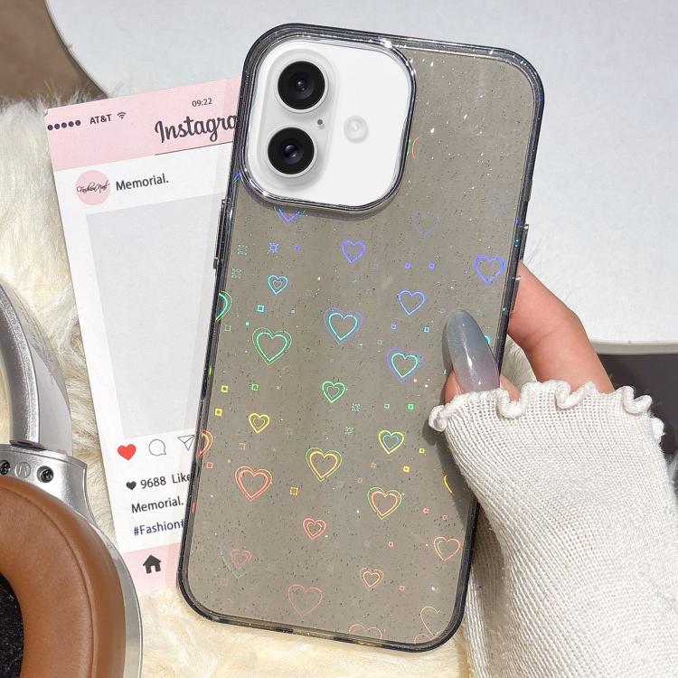 3D Heart IMD Hybrid TPU Phone Case, For iPhone 16 Pro Max, For iPhone 16 Pro, For iPhone 16 Plus, For iPhone 16