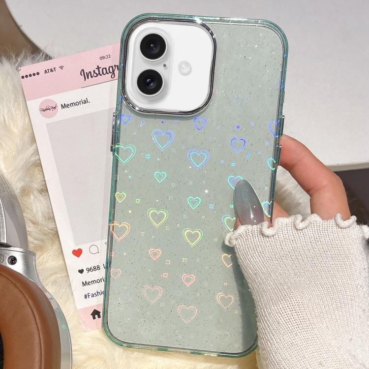 3D Heart IMD Hybrid TPU Phone Case, For iPhone 16 Pro Max, For iPhone 16 Pro, For iPhone 16 Plus, For iPhone 16