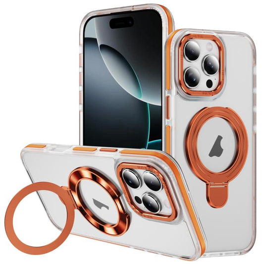 Two Color TPU Hybrid Acrylic MagSafe Magnetic Holder Phone Case, For iPhone 16 Pro Max, For iPhone 16 Pro, For iPhone 16 Plus, For iPhone 16