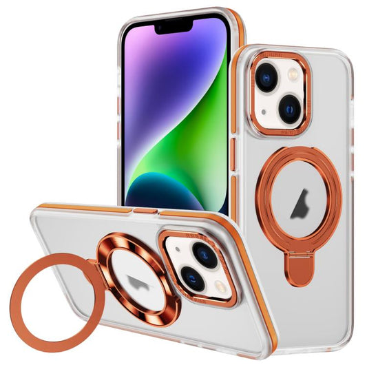 Two Color TPU Hybrid Acrylic MagSafe Magnetic Holder Phone Case, For iPhone 14 Plus, For iPhone 14, For iPhone 14 Pro, For iPhone 14 Pro Max