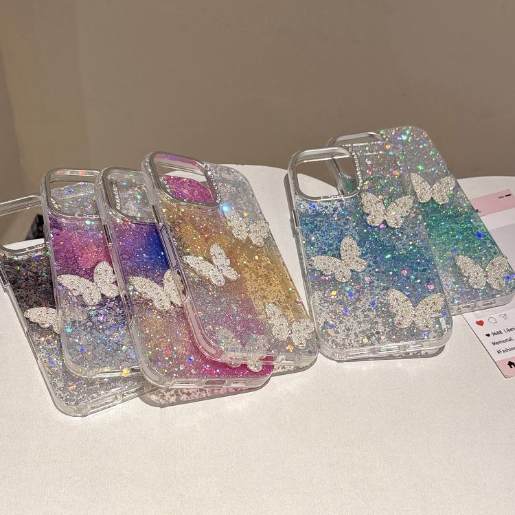 Butterflies Starry Sky Gradient IMD Phone Case, For iPhone 14 Pro, For iPhone 14 Pro Max, For iPhone 13 Pro Max, For iPhone 13 Pro, For iPhone 13