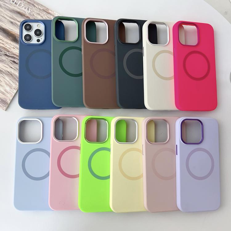 Metal Frame Liquid Silicone MagSafe Phone Case, For iPhone 13 Pro, For iPhone 12 Pro Max